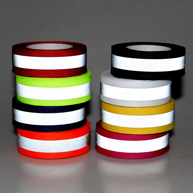 JINBING 8 Rolls Silver Reflective Webbing Ribbon Tape Trim Strip Sew On for Clothing 8 Colors Each 4meter - Image 2
